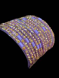 Lavender color with stone work beautiful Glass Bangles (1 Dozen in 1 pack ) Price per pack