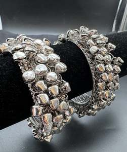 Metal Bangles: Ghunghroo design oxidised bangles set (price per set)