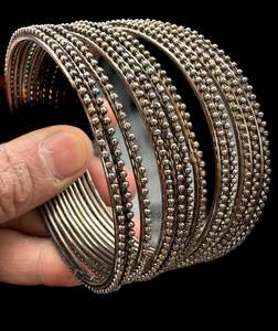 Plain oxidised metal bangles set (price per pack)