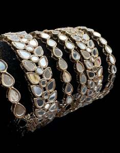 Metal Bangles: Mirror work design oxidised bangles set (price per set)