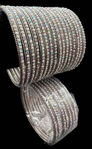 3D (multicoloured shades)Silver stones with Pearl work design oxidised bangles s&hellip;