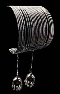 Oxidised plain bangles with latkan set (price per set)2 dozen bangles set