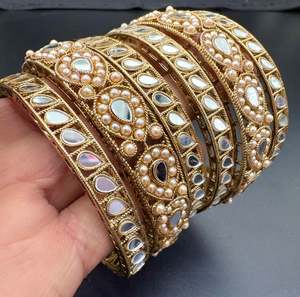 Bangles Set: Stone Work Design Bangles Set (Price Per Set)