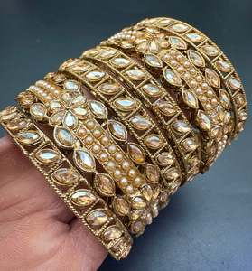Stone Work Design Bangles Set (Price Per Set)