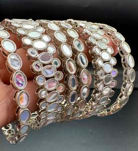Bangles Set: Silver Mirror work rose gold color bangles set (price per pack)