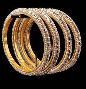 Beautiful fine jerkan stone designer Brass bangles set (4 bangles in 1 set)(cust&hellip;