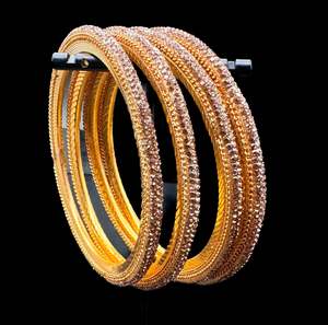 Beautiful fine jerkan stone designer Brass bangles set (4 bangles in 1 set)(cust&hellip;