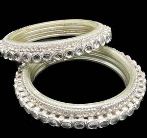 Beautiful Silver fine stone with Crystal stone designer Brass kade set (customis&hellip;