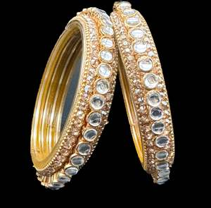 Beautiful golden fine stone with Crystal stone designer Brass kade set (customis&hellip;