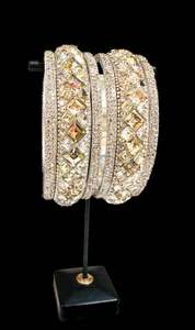 Beautiful fine stone with Crystal stone Brass Bangles set (customised with plain&hellip;
