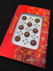 Bindi: Golden stone Deep Maroon Bindi