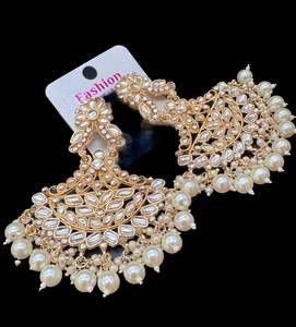 Earring All Styles: Bigger size and lite weight Beautiful pearls with kundan work earrings