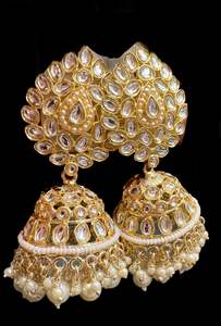 Earring All Styles: Bigger size and lite weight Beautiful pearls with kundan work jhumka
