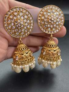 Kundan Stone With Pearls Work Beautiful Jhumka