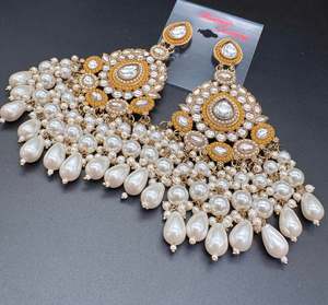 Beautiful Kundan & Pearls work bigger earrings (very lite weight)
