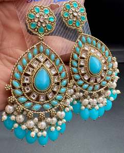 Earring All Styles: Beautiful Kundan & Pearls work bigger earrings (very lite weight)