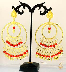 Red pearls with pipal patti punjabi balian