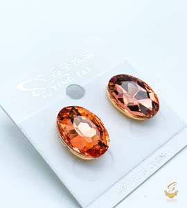 Stud And Small Jhumki: Copper Colour Beautiful Shiny Crystal Small stud