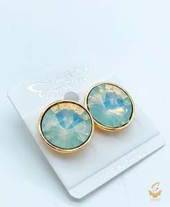 Stud And Small Jhumki: Pastel blue Colour Beautiful Shiny Crystal Small stud