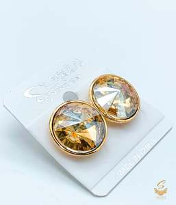 Stud And Small Jhumki: Golden Colour Beautiful Shiny Crystal Small stud