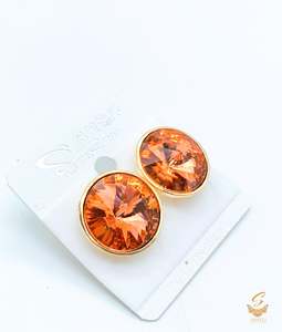 Stud And Small Jhumki: Copper Colour Beautiful Shiny Crystal Small stud