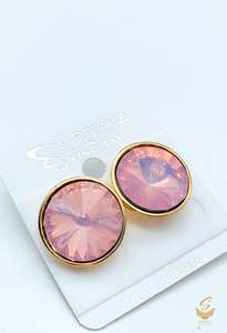 Stud And Small Jhumki: Baby pink Colour Beautiful Shiny Crystal Small stud