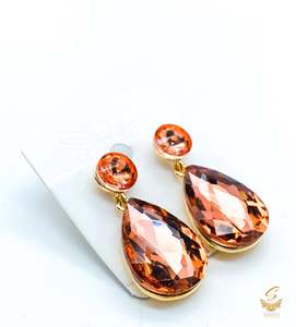 Stud And Small Jhumki: Copper Colour Beautiful Shiny Crystal Small Earring