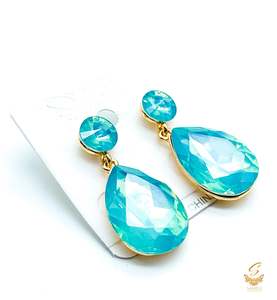 Stud And Small Jhumki: Sea green Colour Beautiful Shiny Crystal Small Earring