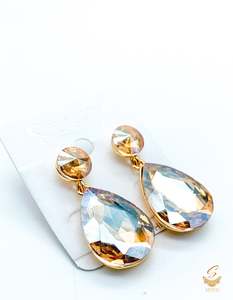 Stud And Small Jhumki: Golden Colour Beautiful Shiny Crystal Small Earring