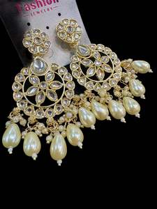 Beautiful pearls with kundan work earrings