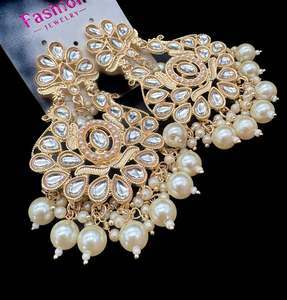 Beautiful pearls with kundan work earrings