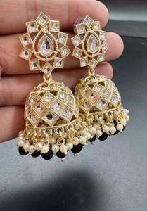 Polki stone with pearls and meenakari work beautiful Jhumka