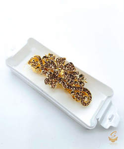 Stone Studded Hair Clips: Golden colour jerkan stone beautiful hair clip