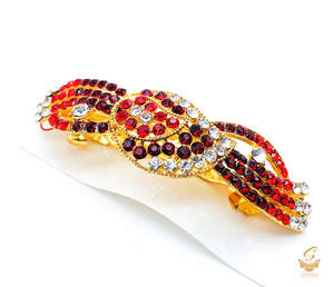 Stone Studded Hair Clips: Red with Maroon & Silver colour jerkan stone beautiful hair clip