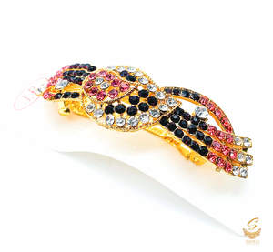 Stone Studded Hair Clips: Deep Maroon with Pink & Silver colour jerkan stone beautiful hair clip