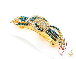 Stone Studded Hair Clips: Deep Kai green & Silver colour jerkan stone beautiful hair clip