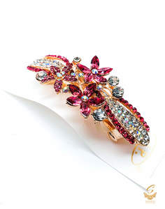 Baby Pink & Silver colour Crystals with jerkan stone beautiful hair clip
