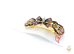 Pink & Maroon colour Crystals with jerkan stone beautiful hair clip