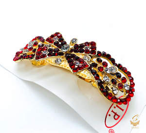 Stone Studded Hair Clips: Red & MAroon colour Crystals with jerkan stone beautiful hair clip