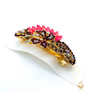 Red colour Crystals with jerkan stone beautiful hair clip