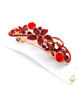 Red colour Crystals with jerkan stone beautiful hair clip