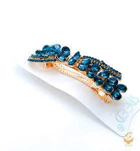 Stone Studded Hair Clips: Firozi colour Crystals with jerkan stone beautiful hair clip