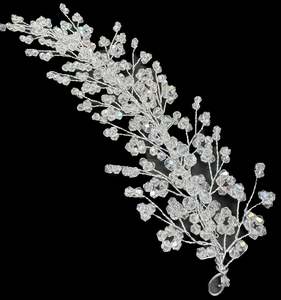 Gajra Floral Bun: Very shiny and sparkly white crystals with pearls hair accessories for engagement bride