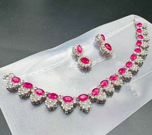 Necklace: Jerkan stone work beautiful necklace with earrings