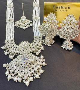 Silver Pearls Work With Kundan Stone Beautiful Rani Haar /Long Necklace Set With&hellip;