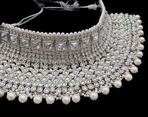 (video clip attached)Silver Original Kundan Polki stones & Pearls work Bridal ne&hellip;