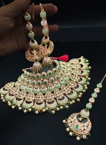 (video clip attached)Green & Mint base Original Kundan Polki stones with Meenkar&hellip;