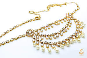 Golden Kundan Stone Wth Pearls Heavy Design Kamarband