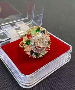 Golden Beautiful American Diamond ring (adjustable)