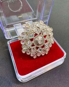Rings: Original silver polki stone beautiful ring (adjustable)